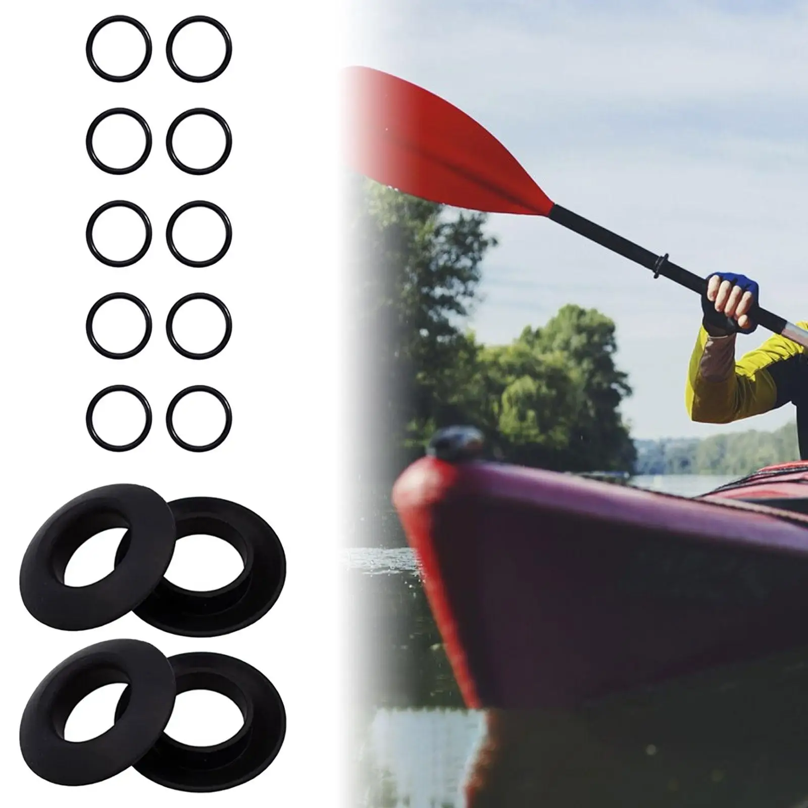 4X Kayak Paddle Drip Rings Sostituzione Black Kayak Paddle Shaft Drip Rings Kayak Oar Drip Rings Per Kayak Rafting Canottaggio Canoa