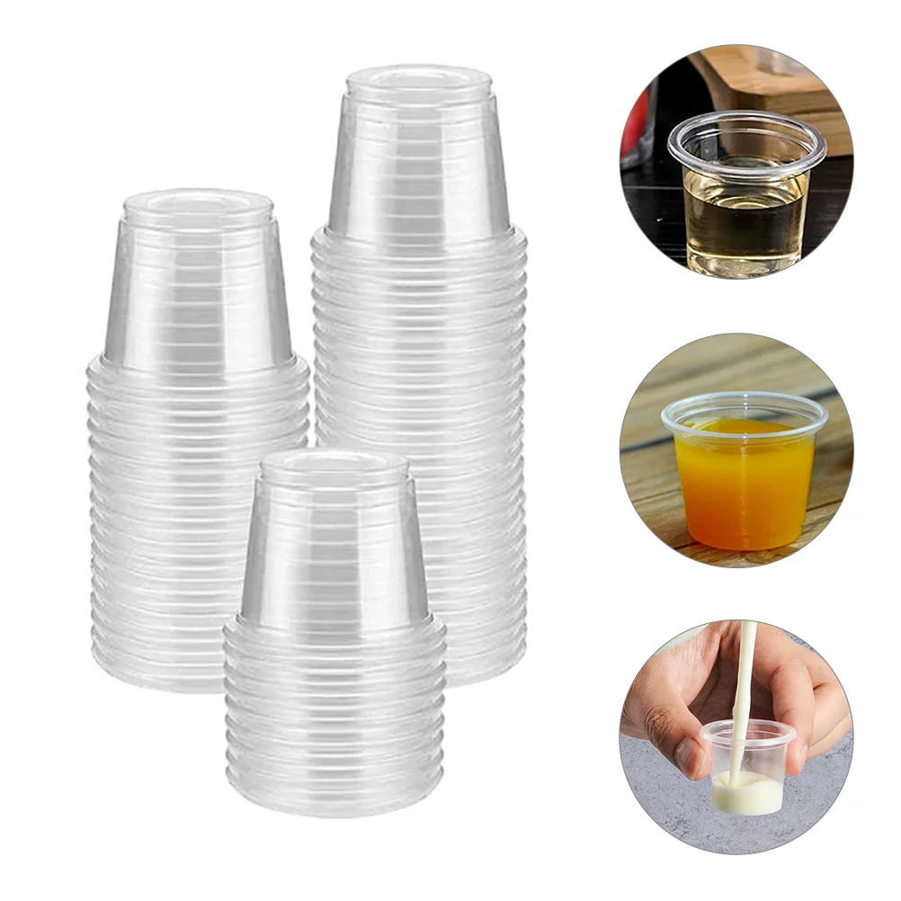 Tasting Cup Small Cups 200 Pcs Plastic Mini Condiment Shot for Glass Clear Glasses