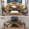 Small Computer Desk with Hutch & LED Lights, Triangle Corner Computer Desk with Keyboard Tray, Storage Bag 4