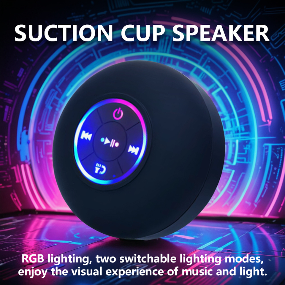 Mini Wireless Speaker Stereo Sound Heavy Bass With Microphone Suction Cup Design Atmosphere Light Bluetooth Speaker Party Picnic