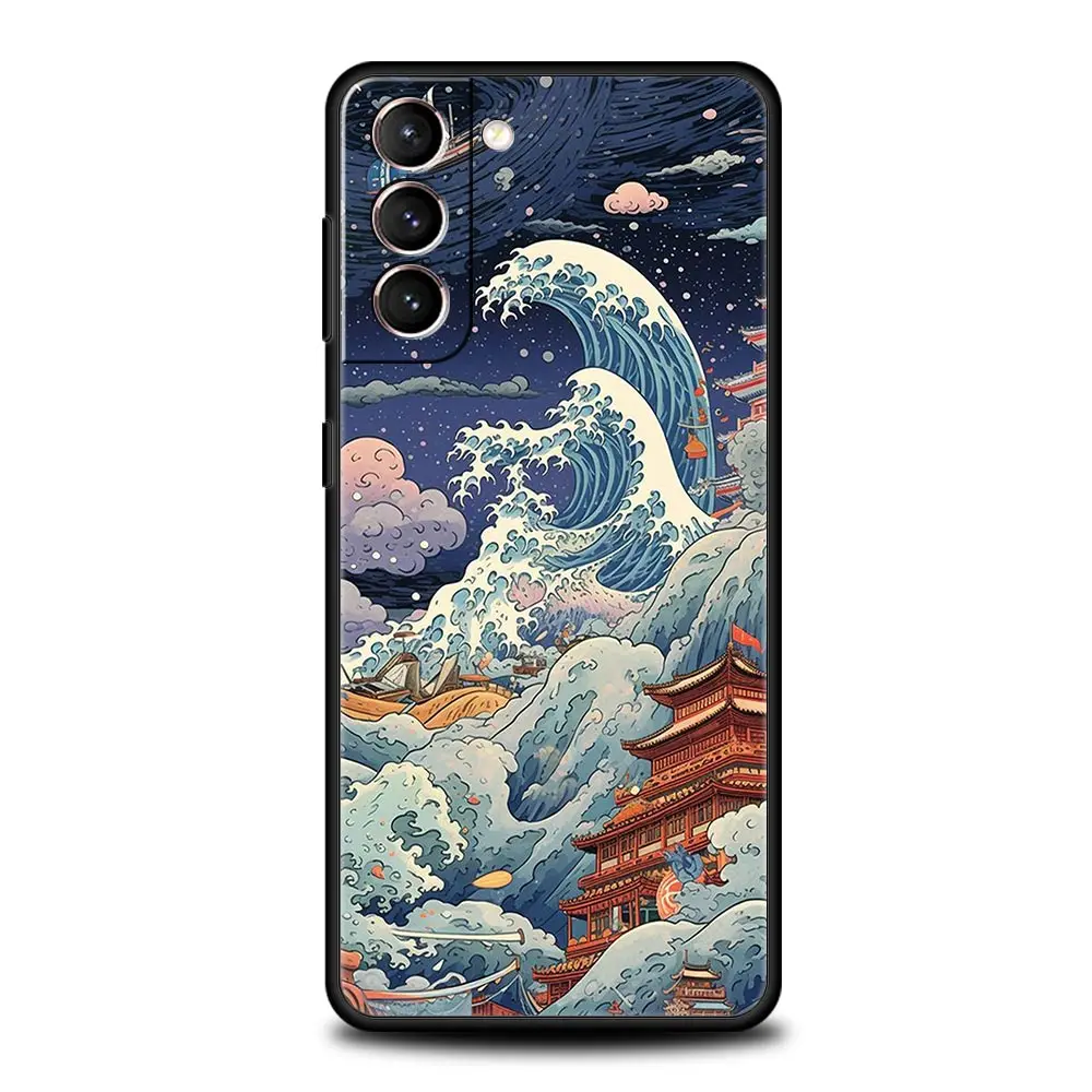 Japanese Landscape Soft Black Phone Case
