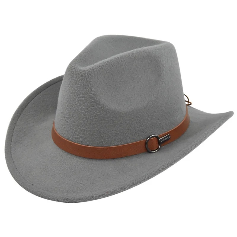 European And American Sheep Cowboy Fur Felt Woolen Ethnic A Hood Brown Belt Retro Fedora Hat 5