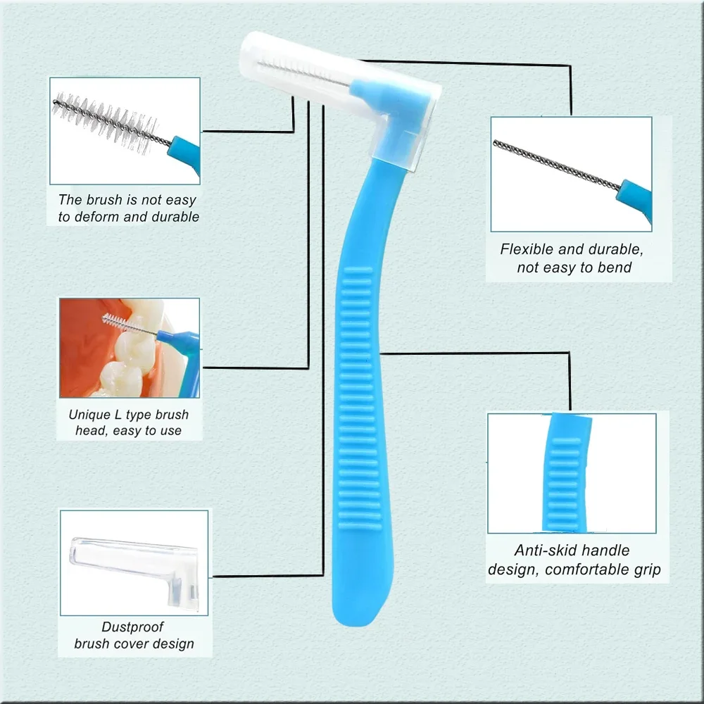 shapeInterdental brush With Box 20pcs 0.6-1.2mm  L orthodontic dental tool teeth cleaning toothpick oral hygiene dental flosser