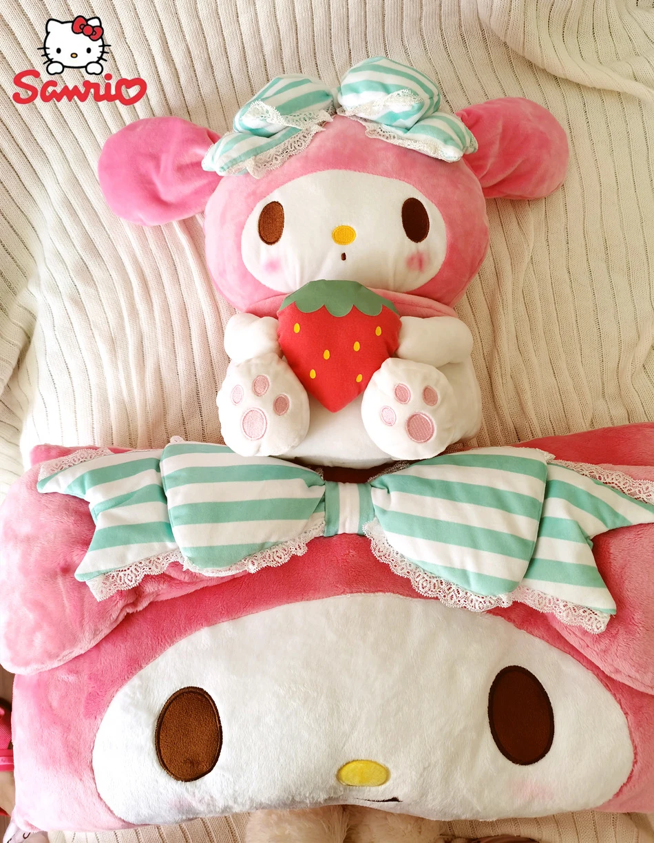 

Miniso симпатичная розовая полосатая кружевная плюшевая салфетка с клубничкой My Melody эластичная подушка