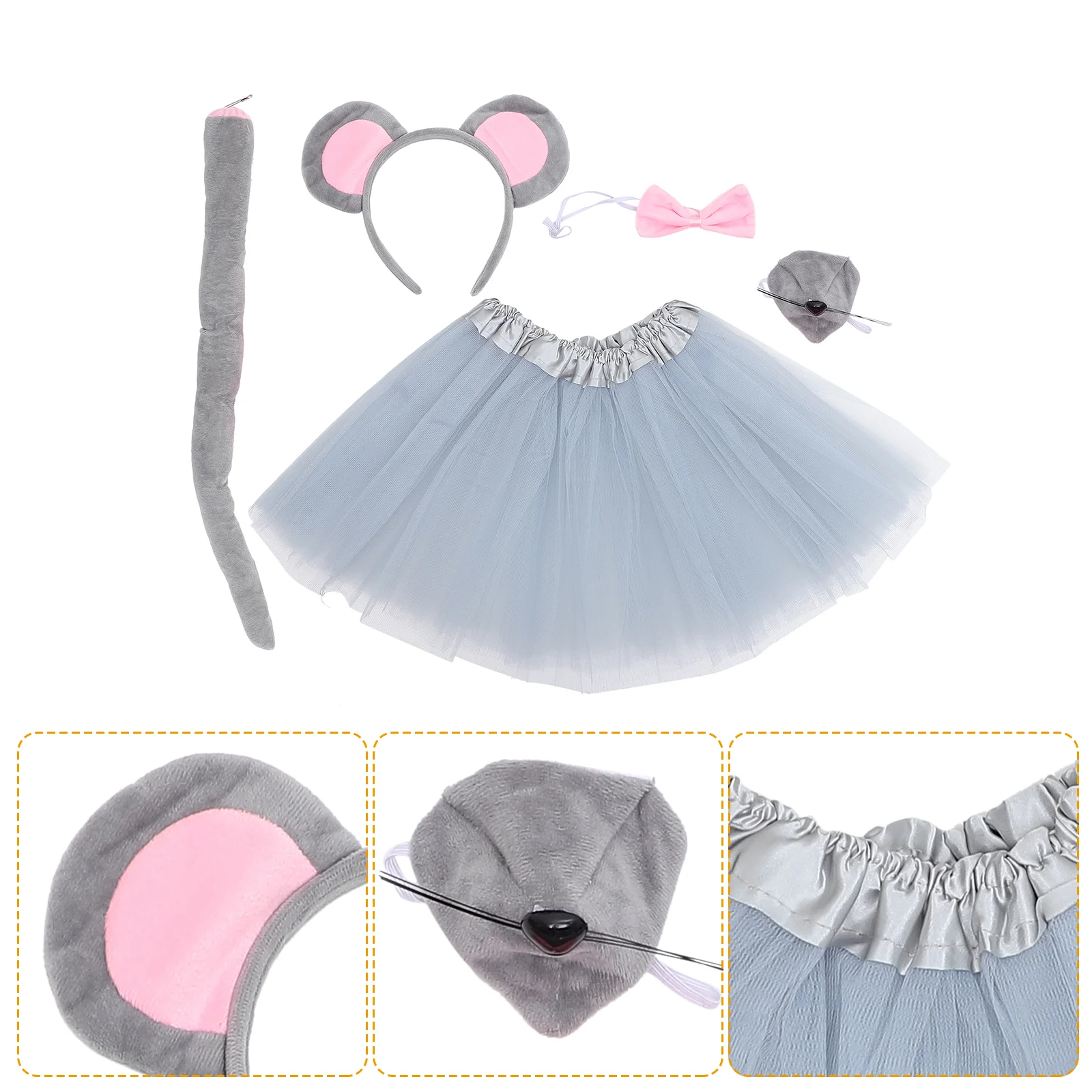 

Dress for Kids Halloween Animal Headband Small Mouse Ears Gray Costume Accessories