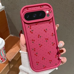 Little Cherry Pattern Shockproof TPU Phone Case - Solid Color Soft Cover - Google Pixel 8 Pro (A731 Wine Red)