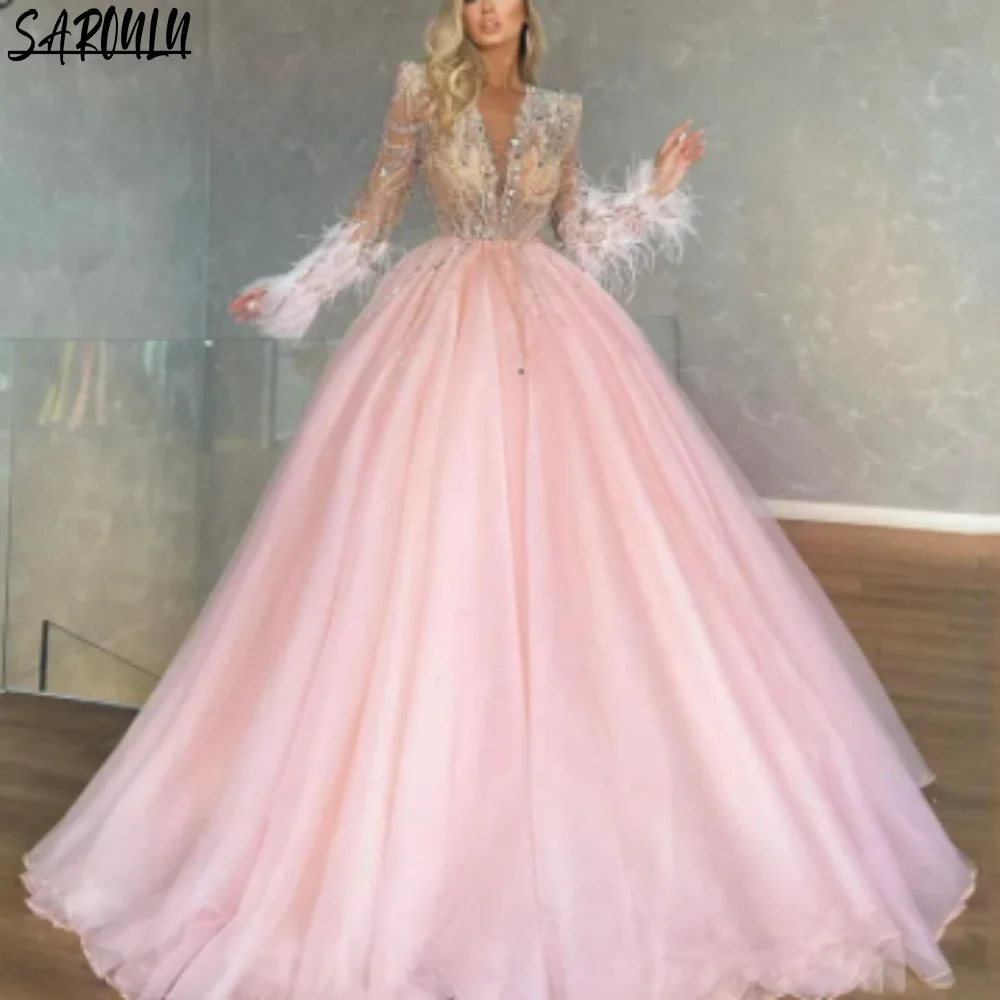 

Sexy Deep V-neck Evening Dress Classic Ball Gown Bride Robe Elegant Floor-length Bridal Dresses Vestidos De Novia