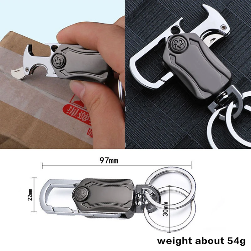 

New Fingertip Gyro Key chain Quality Alloy Multifunctional Bottle Opener Knife Creative Key ring Men Waist hanging Car Keychains