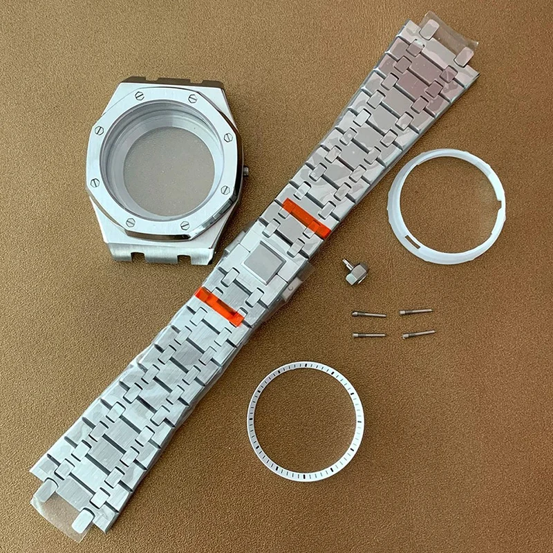 41mm Hochwertiges 316L Edelstahl Silber + Ring Saphirglas Uhrengehäuse Fit NH35/NH36 Automatikwerk Uhrenzubehör – Detail 5