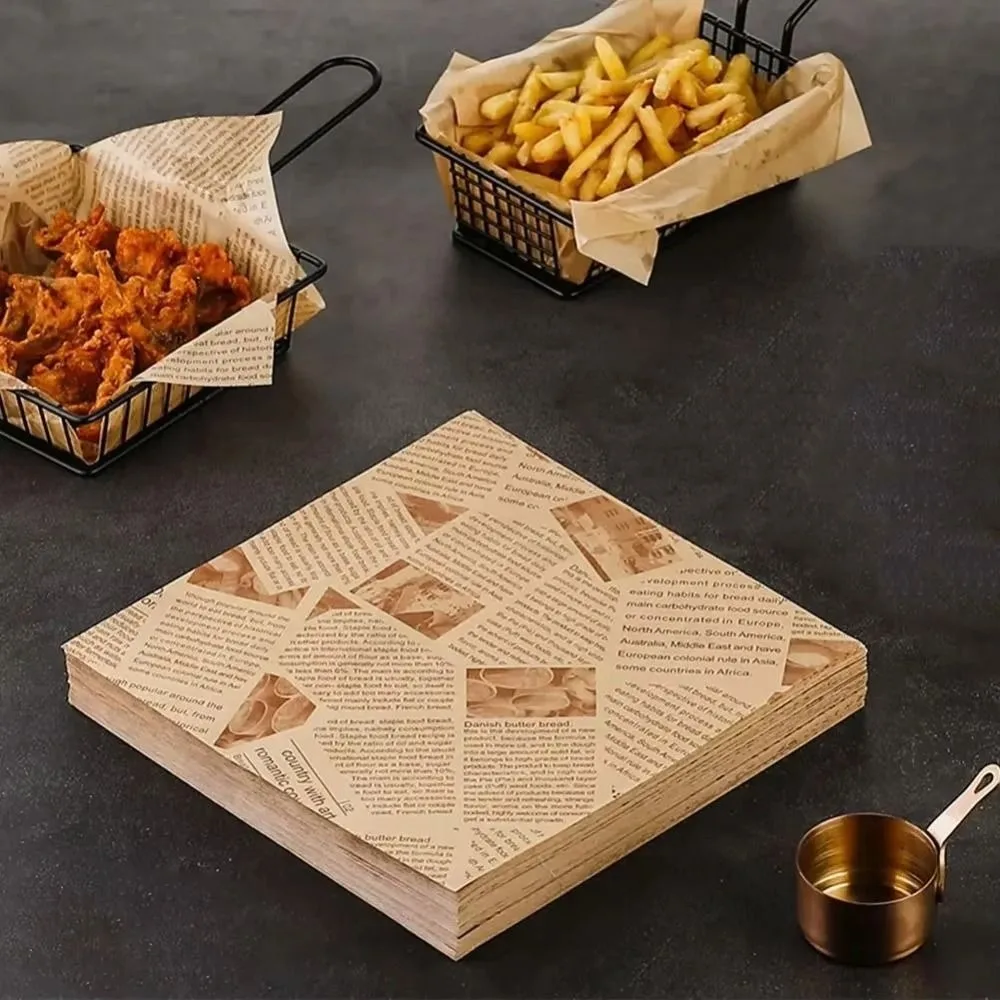 500Pcs Non-stick Oil-Proof Wax Paper Tear-resistant Waterproof Baking Paper Vintage Disposable Food Wrapper Paper