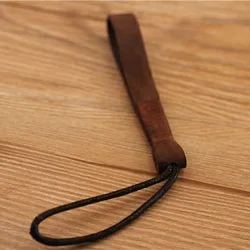 Elegant Genuine Leather Keychain Lanyard with Cowhide Weave - Stylish Key Holder and Gift Accessory (Deep brown)