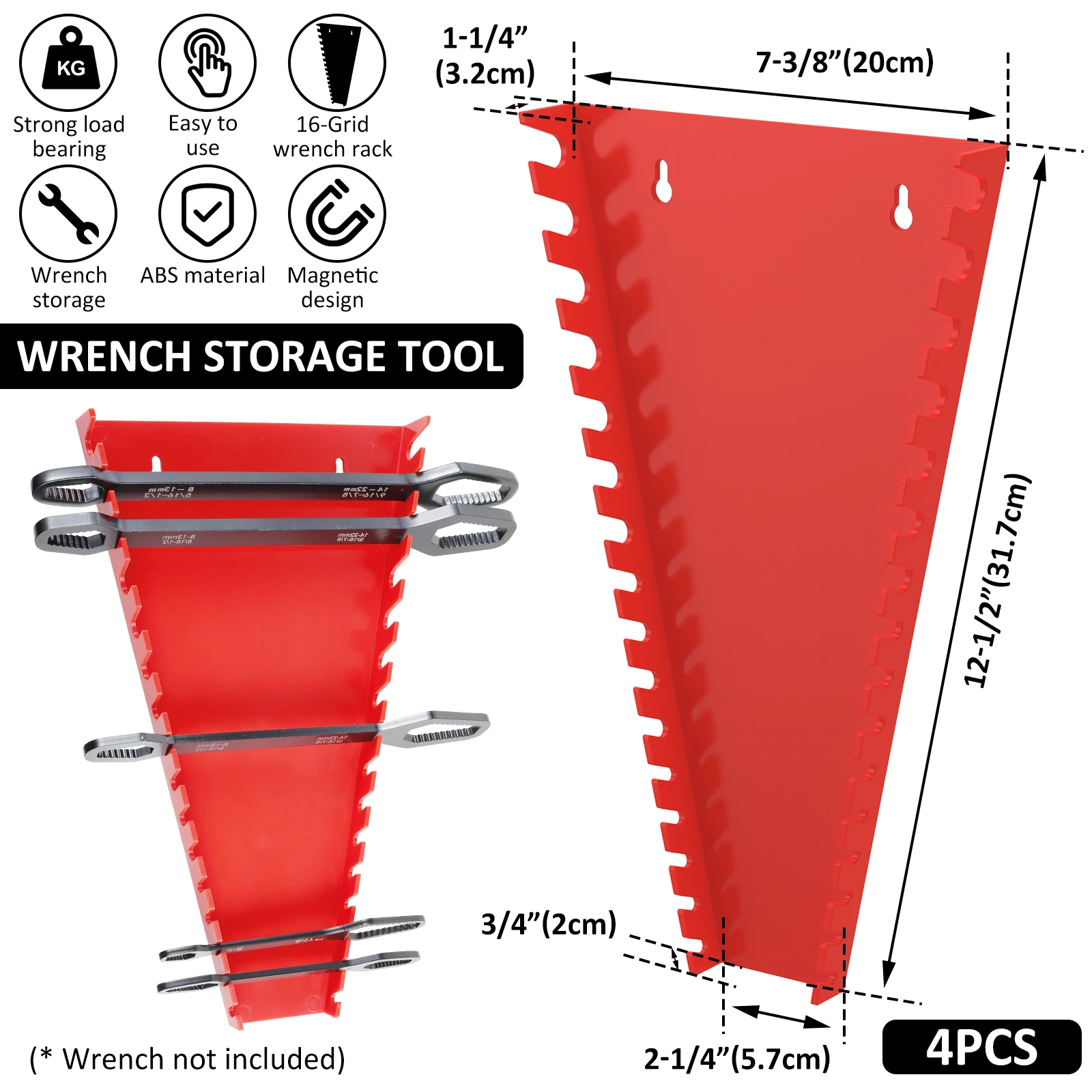 Wrench Storage Rack Wrench Sorter Bracket Tool Storage Box Organizer Wall Mounted 5mm-27mm Metric and Imperial Wrenches wrench organizer wrench holder tool organizer