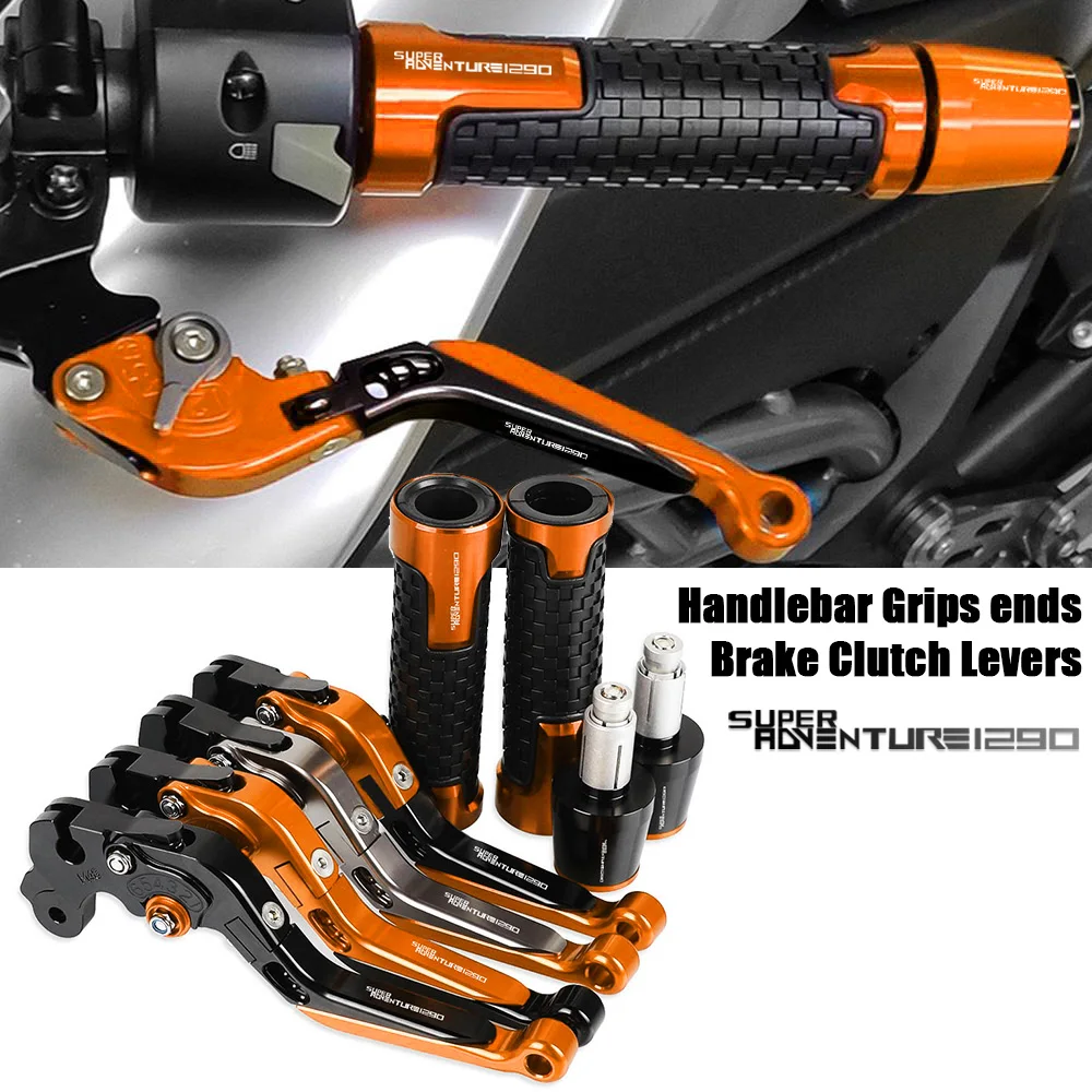 

For 1290 Super Adventure 1290 2015 2016 2017 2018 2019 2020 CNC Folding Extendable Brake Clutch Levers Handlebar Hand Grips ends