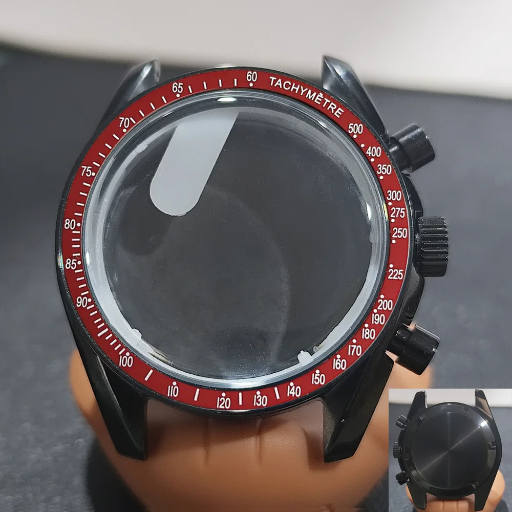 Moon Phase Chronograph Watch Case - 39.7MM Stainless Steel with Moon Pattern Back