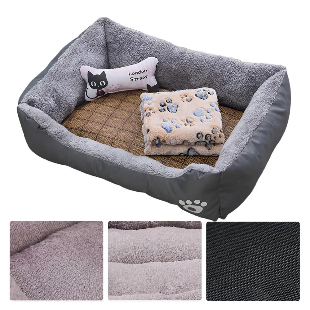 Dog Bed with Cooling Mat and Toy Bone