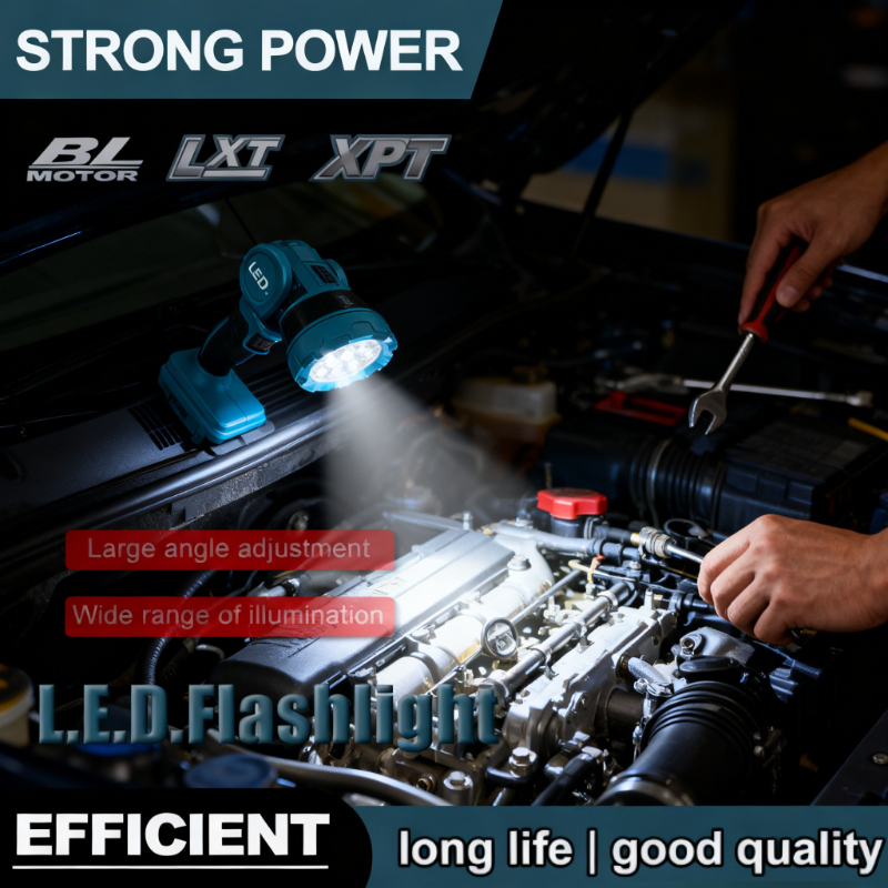 Fit Makita Cordless LED Work Light Rechargeable Flashlight 18V Battery Power Tools Indoor Outdoors Night Searchlight Tool