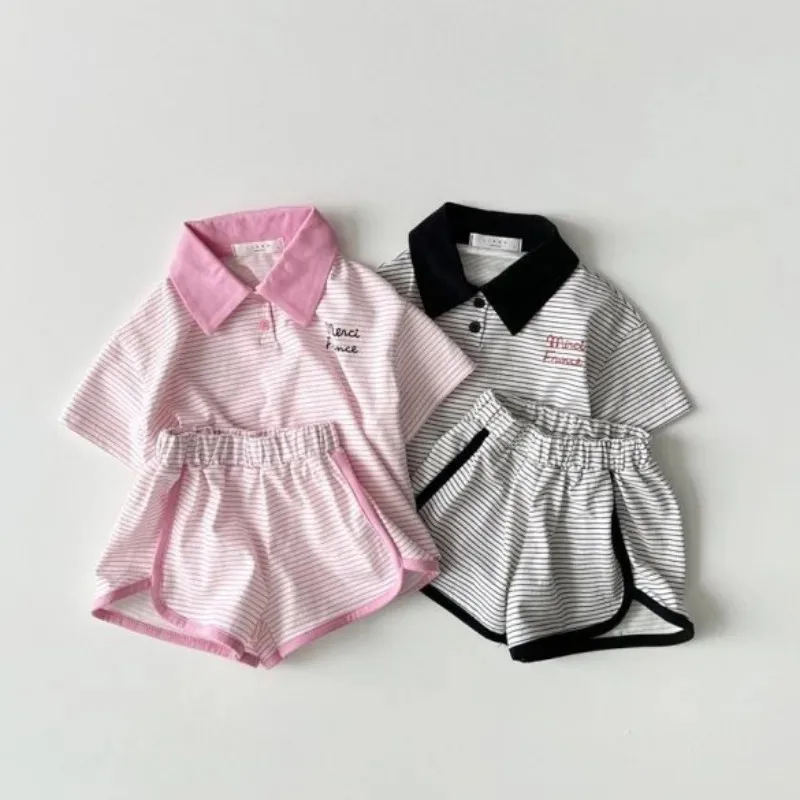 2Pcs Kids Clothing Set Summer Short Sleeve Sports Suit for Girls Boys