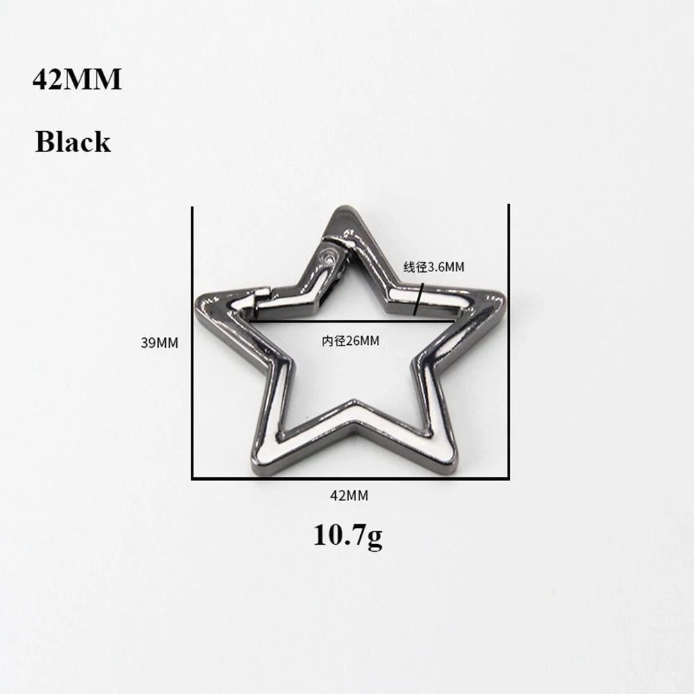 1PC Zinc Alloy Plated Gate Spring Ring Buckles Clips Carabiner Purses Handbags Star Shape Push Trigger Snap Hooks Carabiner Bag