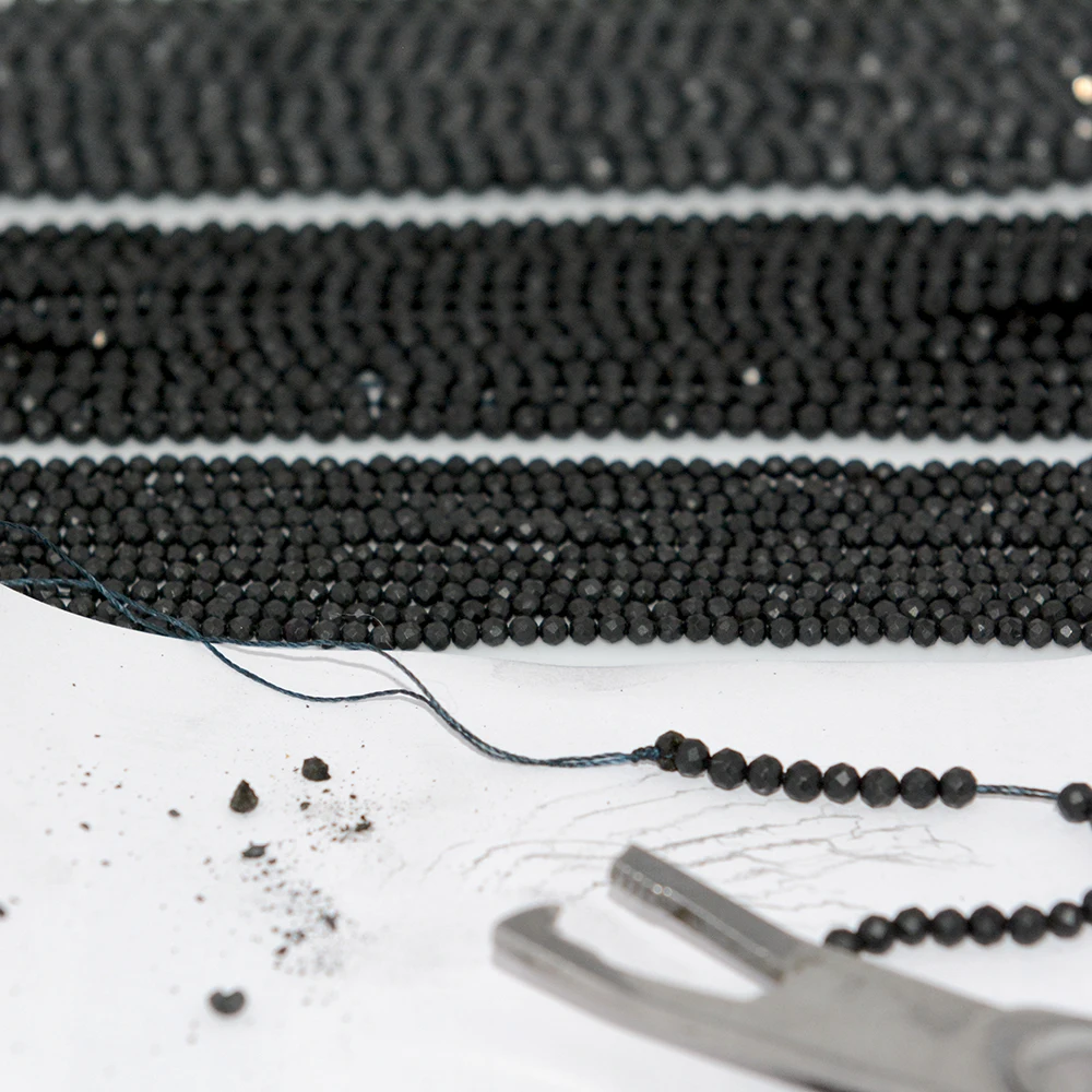 Natural Genuine Shungite Faceted Round Beads 2mm/3mm/4mm Surface Not Bright For Jewelry Making Natural Gemstones DIY Necklace
