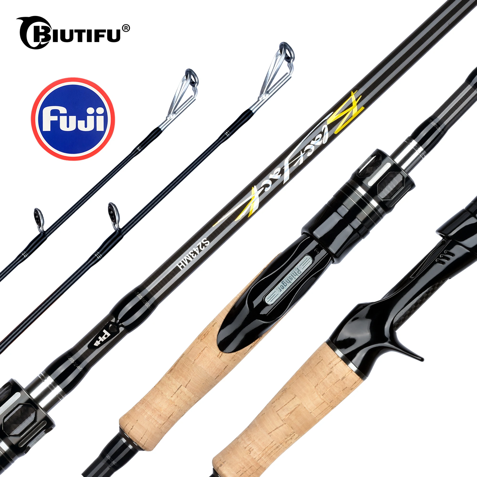 BIUTIFU спиннинг, кастинговое удилище Fuji 1,8/2,1/2,4/2,7/3,0/3,3 м T800, карбоновая 2-наконечник ML/m/MH/H, приманка 5-80 г, кастинговое удилище для путешествий
