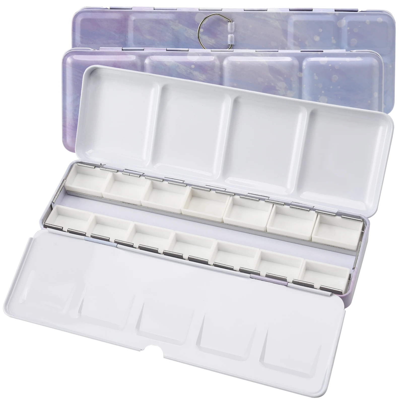 

Watercolor Palette Empty w/Removable Paint Tray & 14PCS Empty Watercolor Full Pans - Sturdy Empty Watercolor Palette Tin