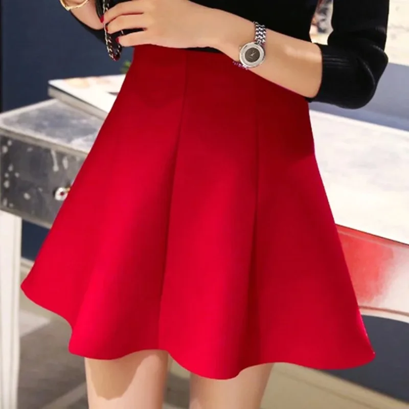 Women's High Waist Umbrella Skirt Pleated Elastic Pompon Skirt 4