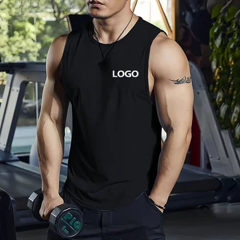T-shirt fitness senza maniche da uomo Personalizza il tuo logo Gilet ad asciugatura rapida Gilet sportivo estivo fitness per bodybuilding muscolare da uomo
