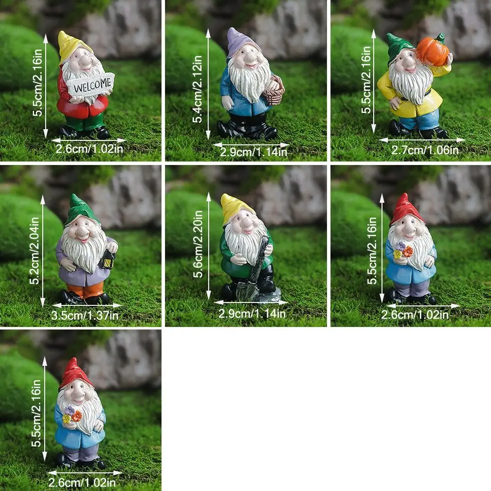 Multicolor Mini Gnome Figurines Desktop Decoration Micro Landscape Miniature Dwarfs Statue Moss Terrarium Handicraft