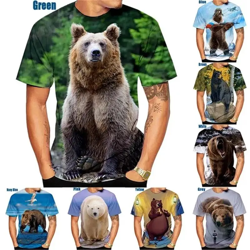 

Fierce Brown Bear Graphic T Shirt for Men 3D Ursus Maritimus Print T-shirt Harajuku Fashion Womens Clothing Cute Kids Tee Shirts