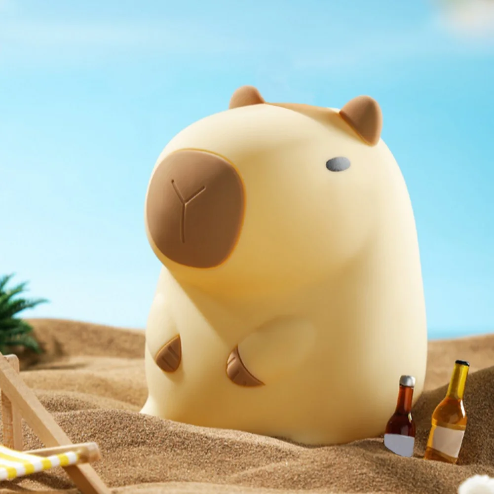 Capybara Night Light Cute Touch Lamp 2 Gear Silicone Sleeping Light USB Charging Dimmable Bedside Lamp for Home Bedroom Decor