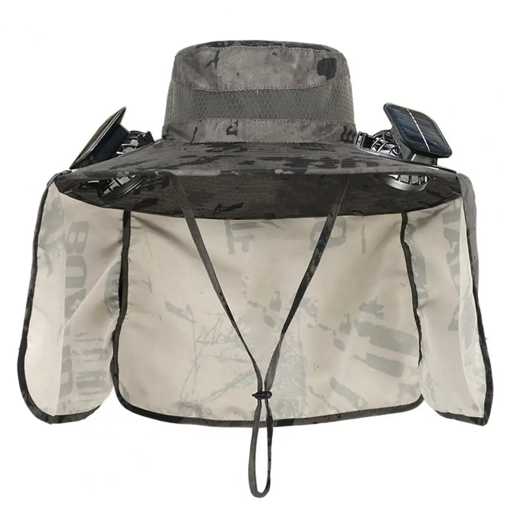 Fischerhut mit doppelt angetriebenem Solarventilator, UPF50+, Stoff, freihändiger Kühlhut, aufladbar mit wiederaufladbarem Clip, Fischerhut – Detail 12