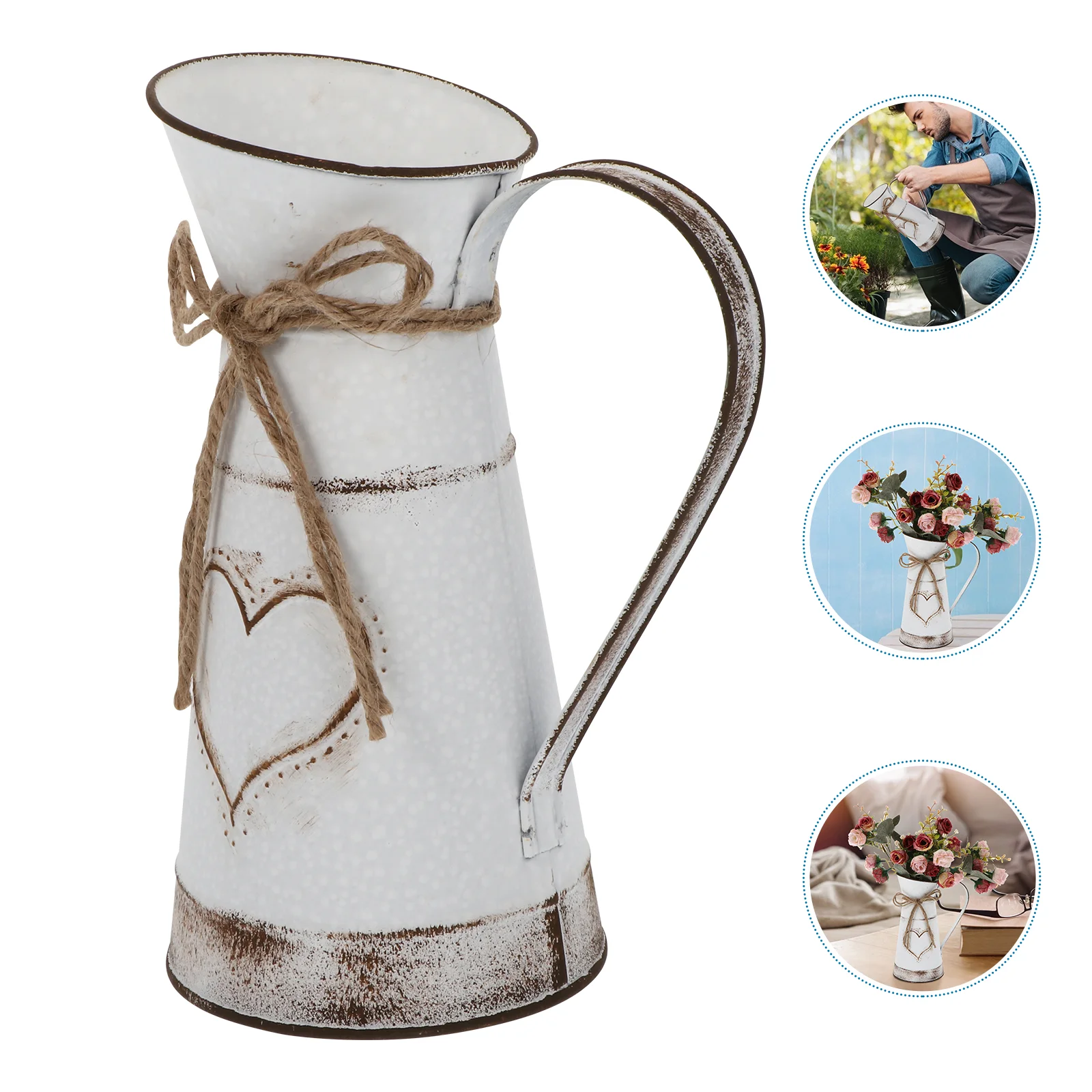 Heart Shaped Metal Flower Vase Large White Line Home Decor for Natural Artificial Flowers Suitable Wedding 5