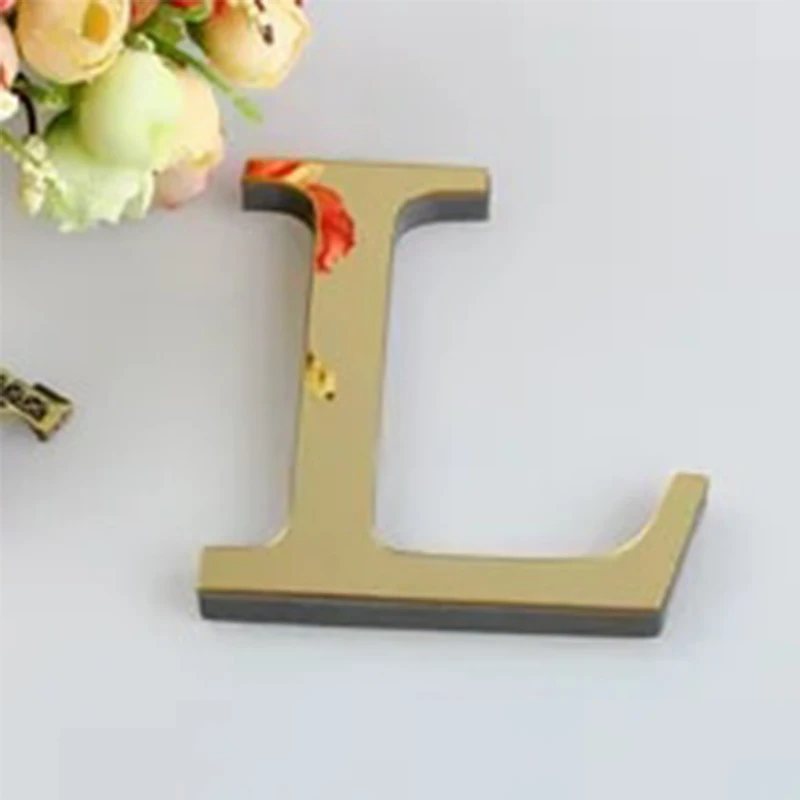 26 English Letters Wall Sticker 3D Mirror Acrylic Gold Wall Sticker Decals Self-Adhesive Home Party Decor Art Mural 10CM wall sticker decals