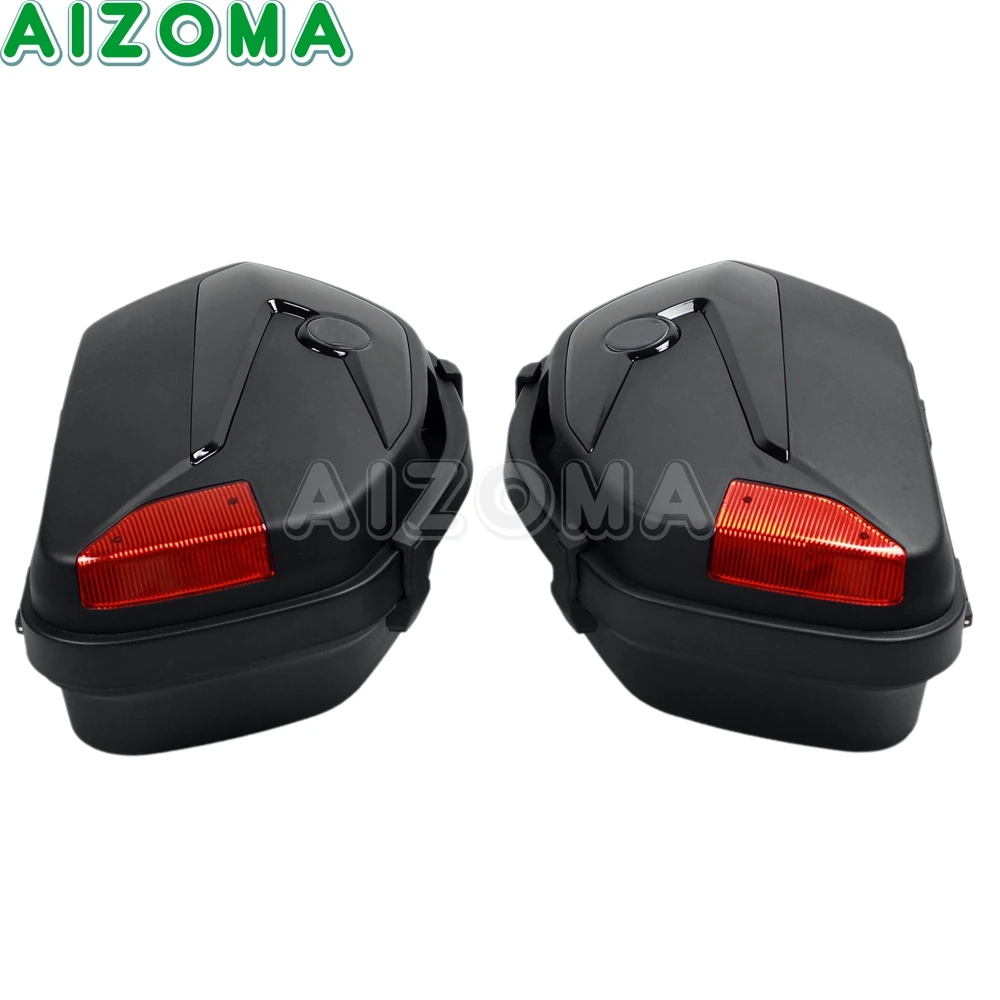 Motorcycle Rear Storage Box 20L Side Box Tail Luggage Trunk Case Toolbox + Bracket + LED for Honda CB BMW Suzuki