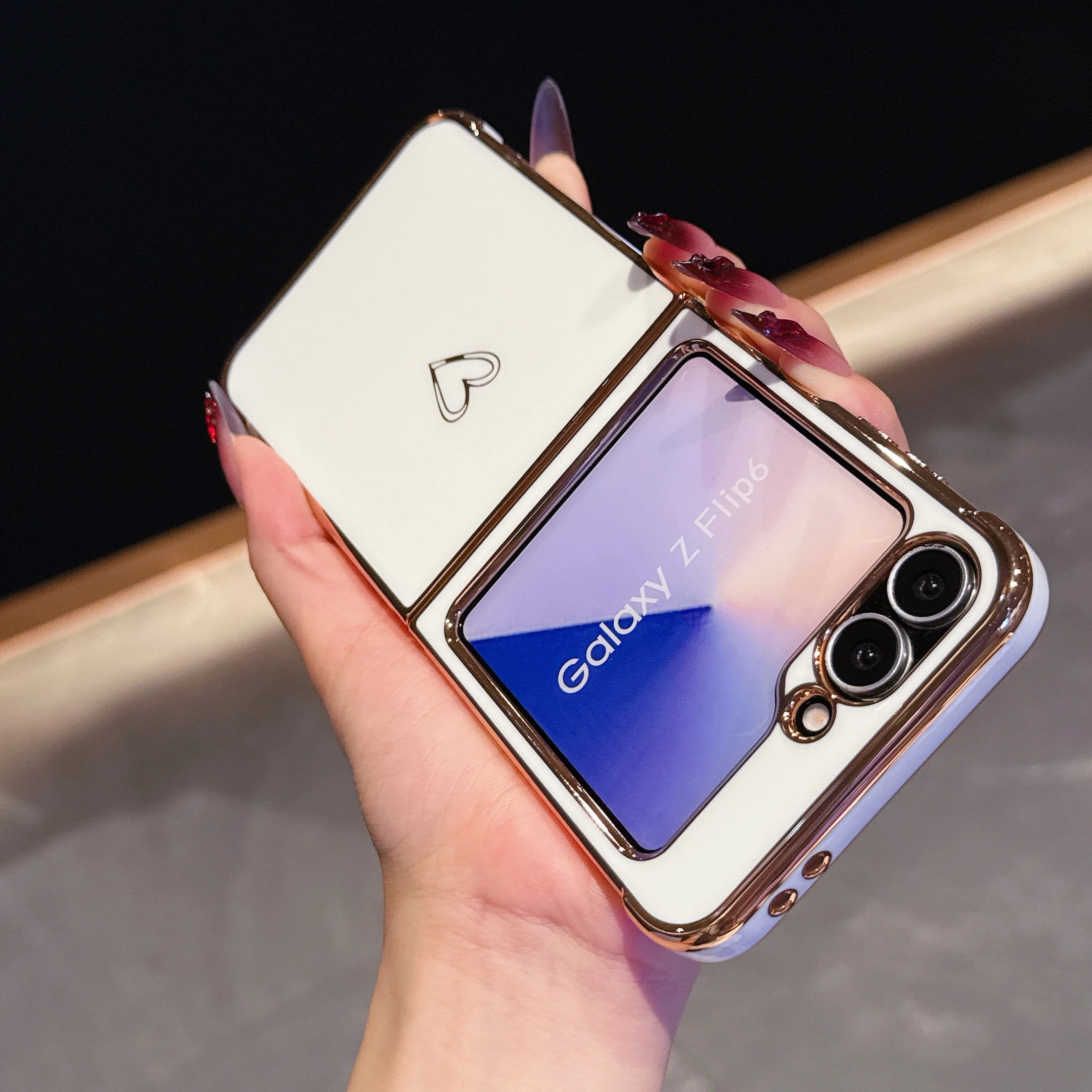Electroplated Love Heart Glossy Silicone Bumper Case