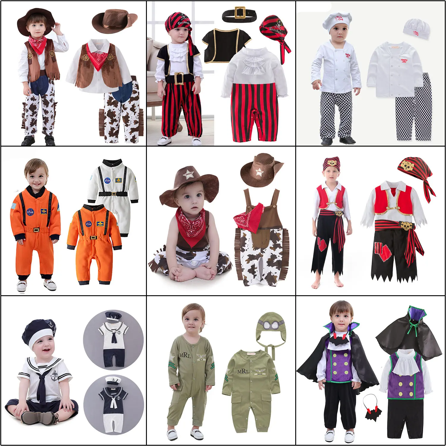 Umorden Toddler Baby Boys Purim Halloween Costumes Cosplay Cowboy Astronaut Pirate Occupation Role Play Outfit Fancy Dress Up cosplay jumpsuit kids cosplay costume cowboy costume