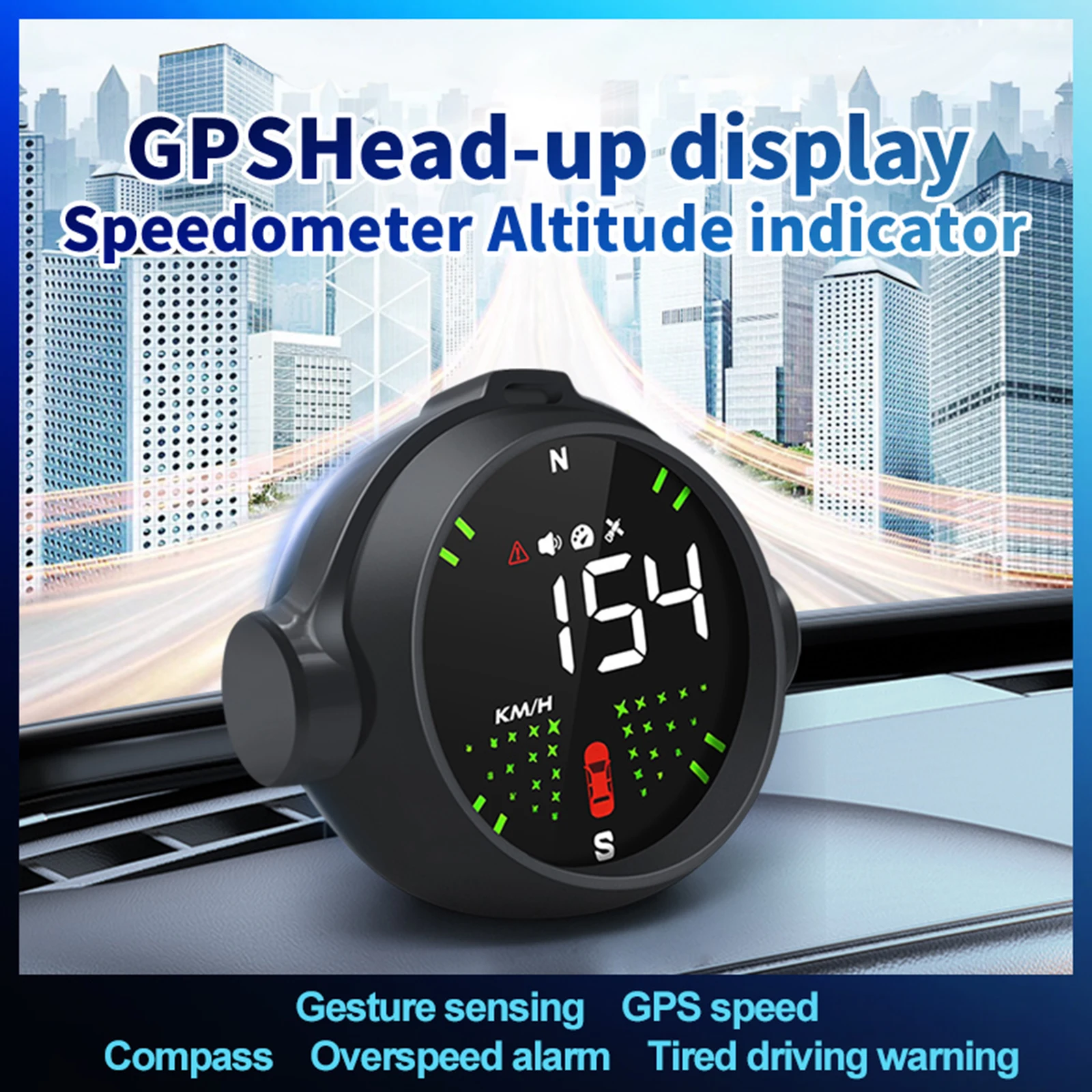 

Универсальный Автомобильный дисплей на лобовом стекле, цифровой HUD GPS Спидометр, будильник, напоминание, подключи и работай, большой шрифт для всех автомобилей