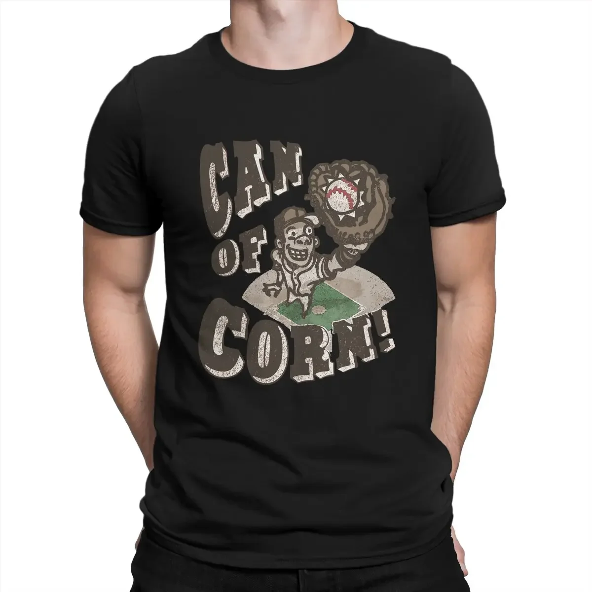 

Can of Corn Retro Baseball Player Classic T Shirt Men's Pure Cotton Creative T-Shirts Crew Neck Baseball Sports Tee Shirt