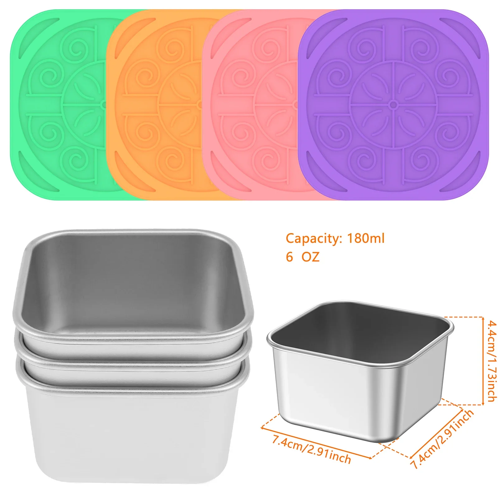 Contenedor de aperitivos de 2/6oz, caja de ensalada de acero inoxidable con  tapas de silicona, caja de almacenamiento de alimentos apilable portátil a  prueba de fugas, 4 Uds. - AliExpress, image size:1600x1600