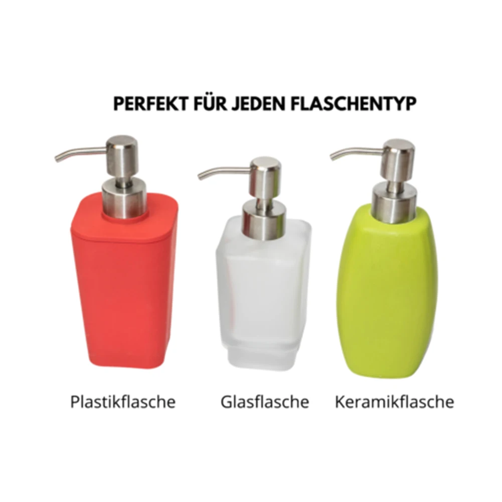 Description Picture 2 of itemPressure Nozzle Pump Head Home Bathroom Efficient Hand Pump With Suction Tube Silver Soap Dispenser Stainless Steel