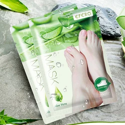 6pcs=3pair Aloe Vera Exfoliating Foot Mask Pack Socks Moisture Pedicure Heels Patch Dead Skin Remover Peel Feet Mask Care