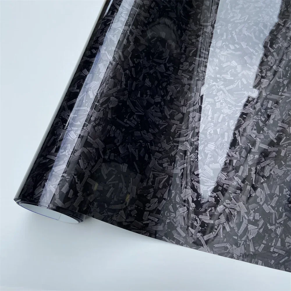 Cosmic Hex Black Forged Carbon Fiber Vinyl Wrap for Vehicle and Motorcycle Surfaces