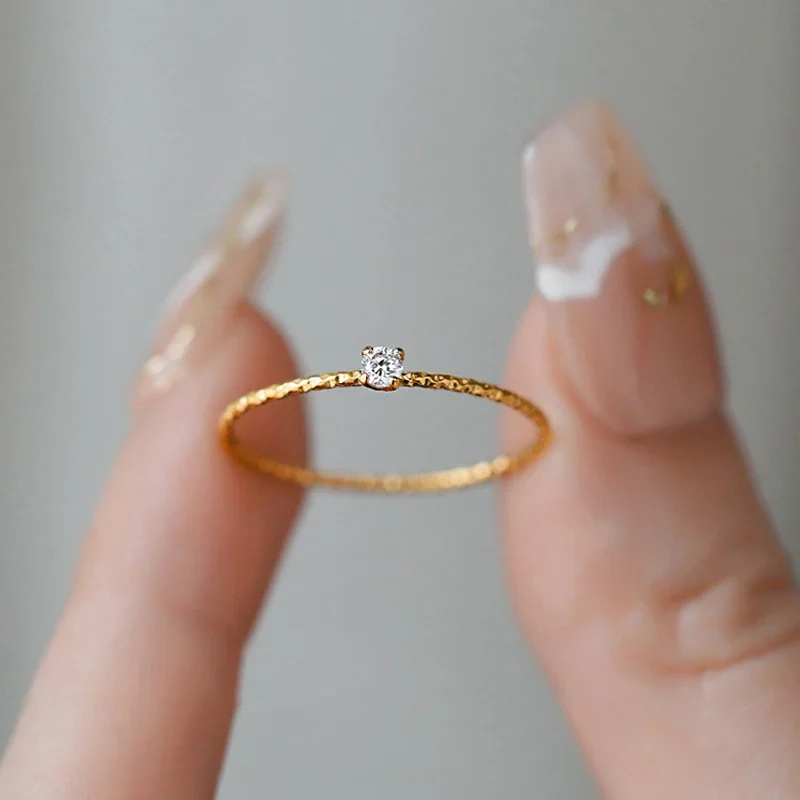 1PC Love Titanium Steel Gold Color CZ Crystal Ring for Women Couple Finger Wedding Rings