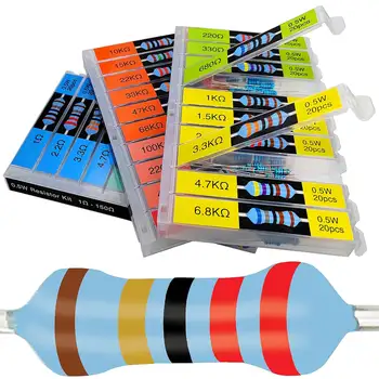 1/2W 30 Values 600pcs Resistor Kit, 1 Ohm-1M Ohm 1% Metal Film, Individual Compartment, Assorted Set for Electronics