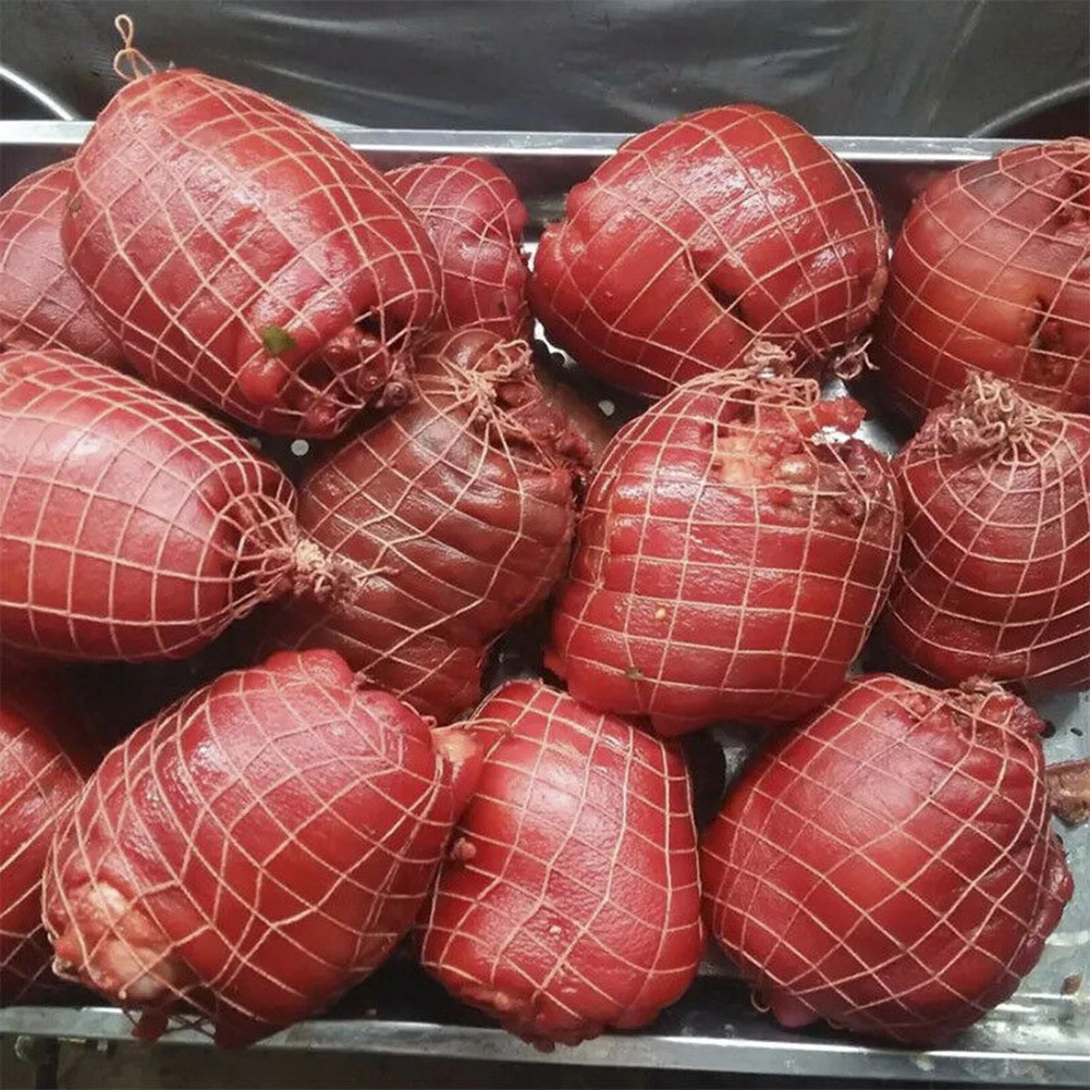 Фото Рулон хлопковой сетки для мяса, эластичная сетка для ветчины, сетка для свинины, мясника, сетка, бытовые инструменты для упаковки хот-догов и сосисок №5