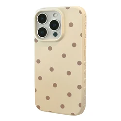 Chic Purple and Beige Polka Dots Glossy Protective Phone Case - iPhone 15 (Beige)