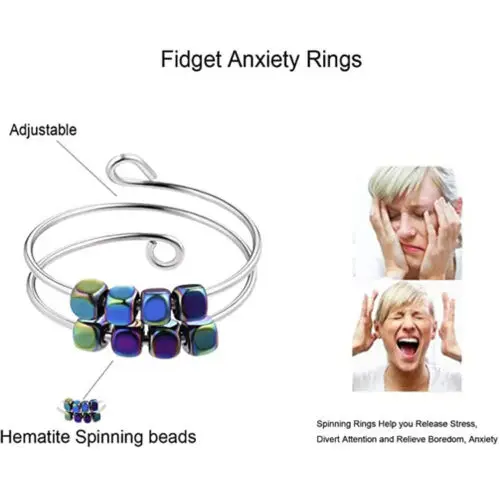 Nonoyes Anxiety Relief Stress Fidget Rings Square Rotatable Ring