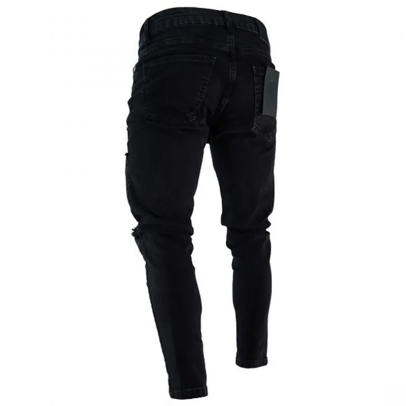 Men Jeans Ripped Jeans New Skinny Jeans Light Blue Black Ripped Stretch Men's Pencil Pants Premium Brand Ropa Hombre S-XXXL Trousers Men