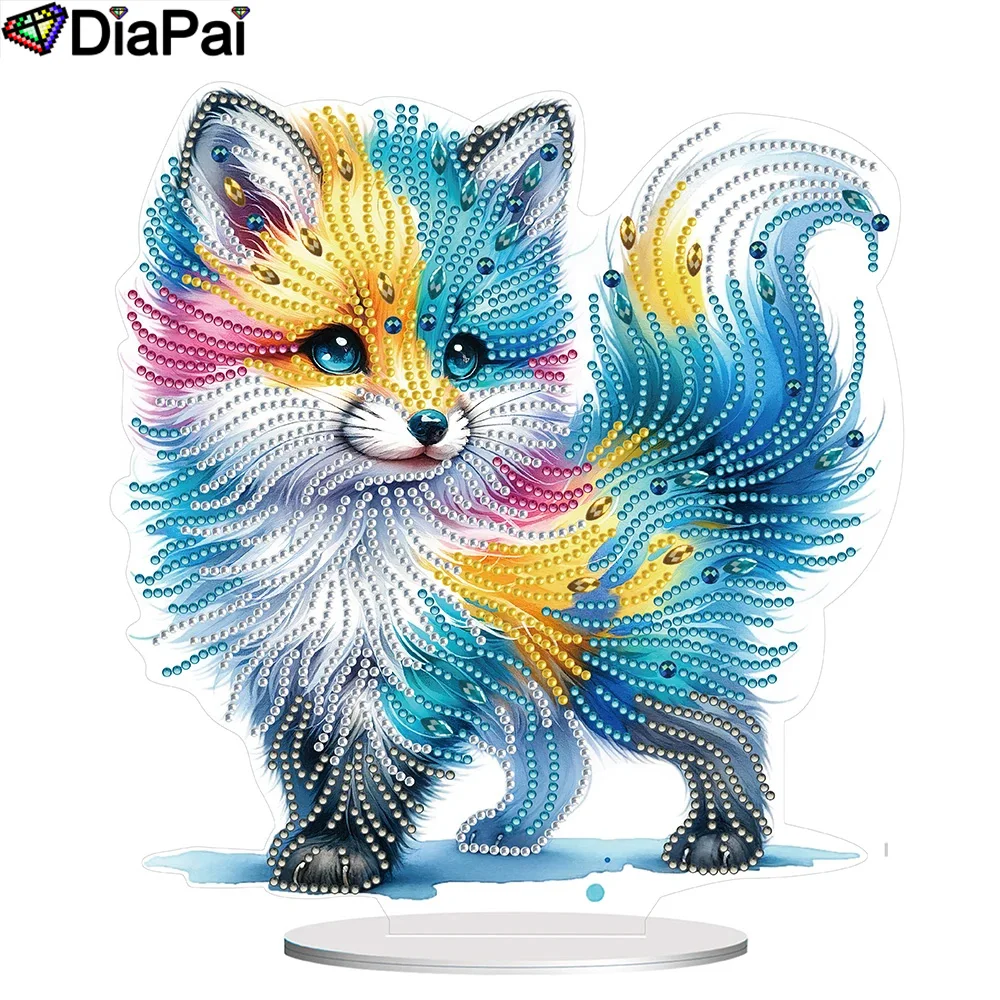 

Алмазная живопись DIAPAI 5D «сделай сам», специальная форма, сверло, настольное украшение, животное, лиса, вышивка стразы, Домашний Настольный Декор, подарок