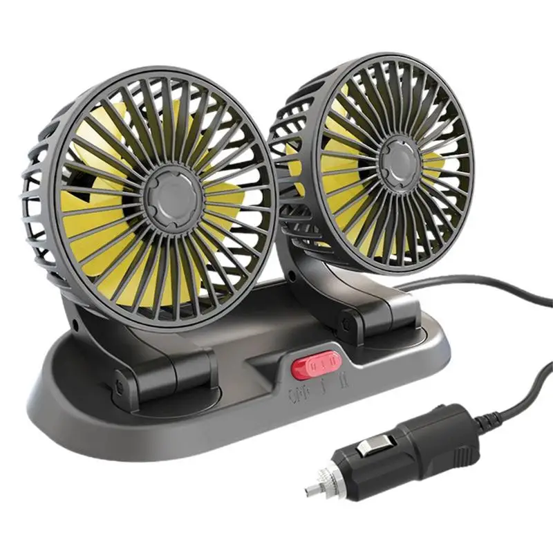 

Car Cooling Fan Dashboard Dual Head Car Fan Portable Truck Air Fan Battery Powered Auto Cooling Air Fan For Truck Children SUV